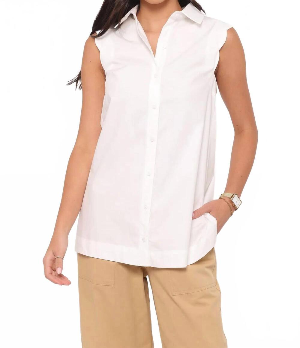 NEW PETAL & PUP deidre scallop button up shirt in white